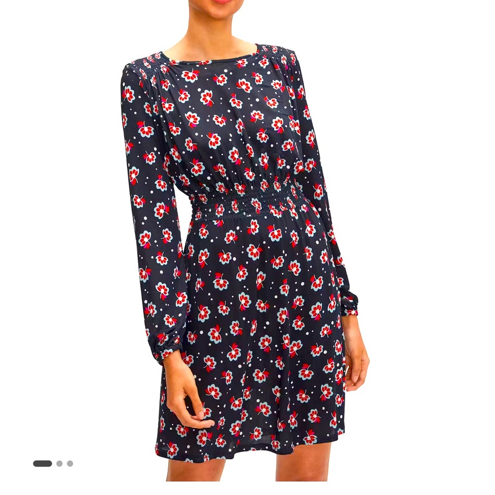Kate Spade Seaside Bloom Knit Dress. Navy with red/ light blue flowers. Size S